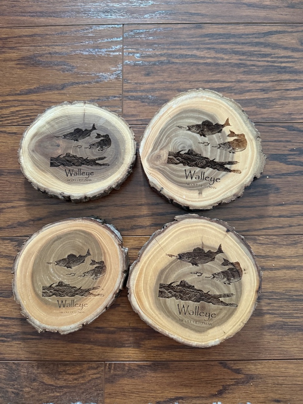 Walleye Wood Slice Coasters - Set of 4